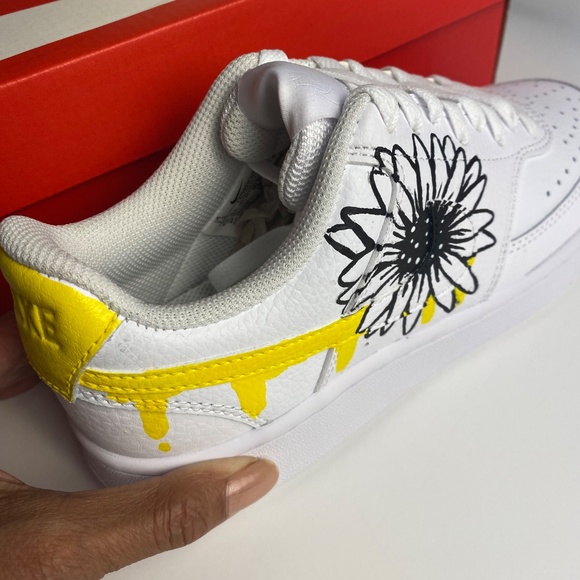 Sunflower Honeydrip Hand Painted Custom Nike’s - Picture 4 of 5